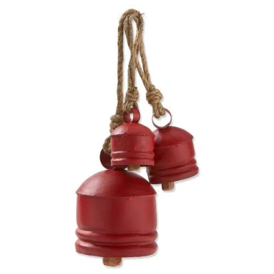 Tag Set Of 3 Classic Artisan Red Decorative Holiday Bells
