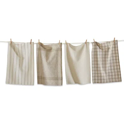 Tag Set Of 4 Canyon Woven Beige Cotton Kitchen Dishtowels In Nude