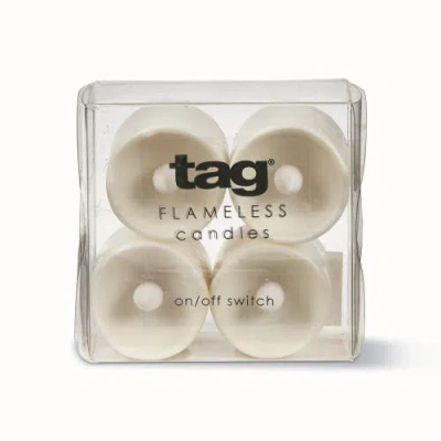 Tag Set Of 4 Led Flameless Votive Candles White Tealights In Neutral