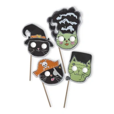 Tag Set Of 4 Multicolor Monster Masks For Halloween Decor