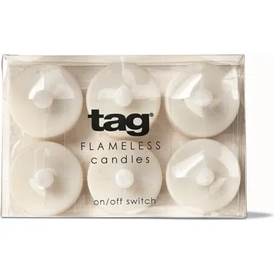 Tag Set Of 6 Ivory Led Tealights Flameless Candles Everyday Use In Neutral