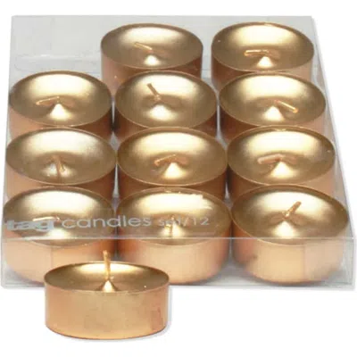 Tag Shimmer Metallic Tealight Candles Set Of Twelve Gold Lights