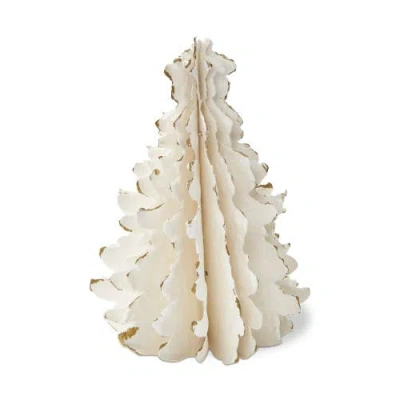 Tag Shimmer Paper Tree Decor Small Holiday Sculpture White Multi