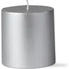 Tag Silver Metallic Pillar Candle Unscented Drip-free Long Burn In Silver