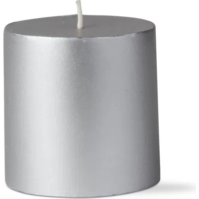 Tag Silver Metallic Pillar Candle Unscented Drip-free Long Burn