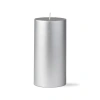 Tag Silver Metallic Pillar Candle Unscented Long Burning 80 Hours In Silver