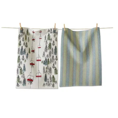 Tag Ski Lift Dishtowel Set In Green