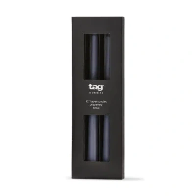 Tag Slate Blue Taper Candles Set Of 4 Unscented Smokeless