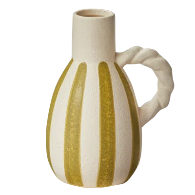 Tag Small Green Stripe Decorative Vase For Everyday Home Decor In Neutral