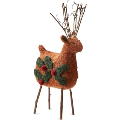 Tag Small Multicolor Reindeer Figurine Holiday Decor Object In Brown