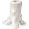 Tag Small White Ceramic Tree Trunk Candle Holder For Christmas In White