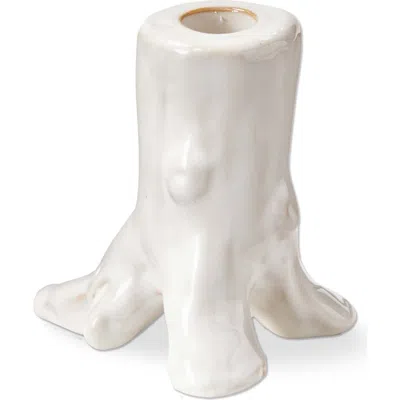 Tag Small White Ceramic Tree Trunk Candle Holder For Christmas