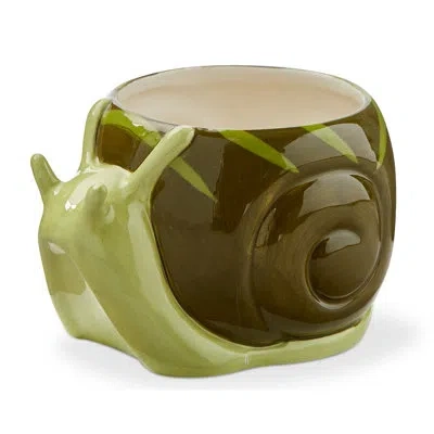 Tag Snail 4" Planter - Cute Garden Pot For Indoor Or Outdoor Use, Easy To Clean, 7" L X 5" W X 4.5" H In Green
