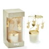 Tag Snowcap Angel Carousel Candle Holder Gold Metal Tealight In Gold