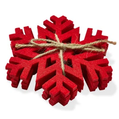 Tag Snowflake Coaster Set Of 4 For Winter Christmas Bar In Red