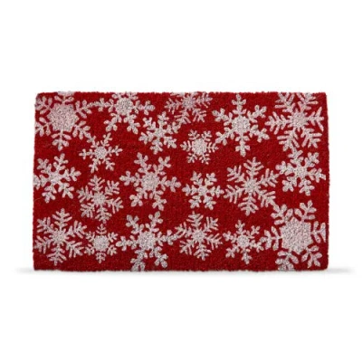 Tag Snowflake Coir Door Mat In Red