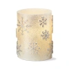 Tag Snowflake Led Flameless Pillar Candle Ivory Winter Decor In Neutral