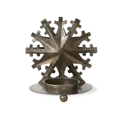 Tag Snowflake Tealight Holder Antique Brass Gold Candle Holder In Brown