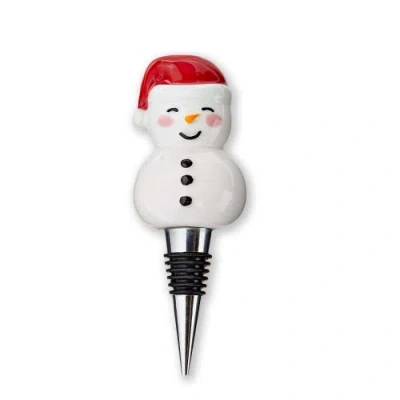 Tag Snowman Ceramic Bottle Stopper Christmas Bar Decor Multicolor