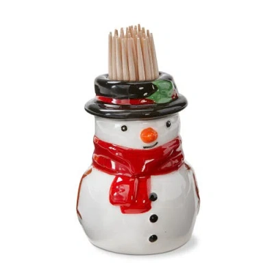 Tag Snowman Toothpick Holder Set Ceramic Kitchen Accessory In Multi