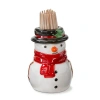 Tag Snowman Toothpick Holder Set Ceramic Kitchen Accessory In White