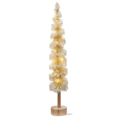 Tag Snowtipped Spiral Ivory Sisal Christmas Tree Decor In White