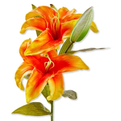 Tag Soft Touch Faux Lily Stem Orange Orange Plastic Spring