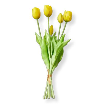 Tag Soft Touch Faux Tulip Bunch Yellow Yellow Silicone Spring In Multi