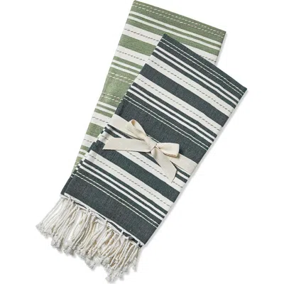 Tag Sola Set Of 2 Dark Green Guest Towels Cotton Hand Towels Everyday Use 22x16 Inches Machine Washa In Multi