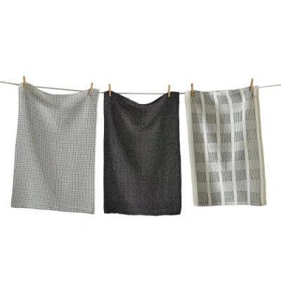 Tag Sonoma Dishtowel S/3 Black Black Cotton Everyday In Multi