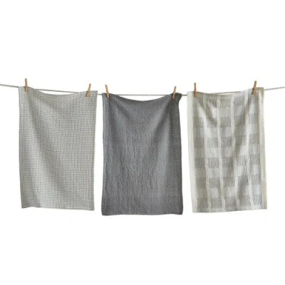 Tag Sonoma Dishtowel S/3 Light Gray Light Gray Cotton Everyday In Multi
