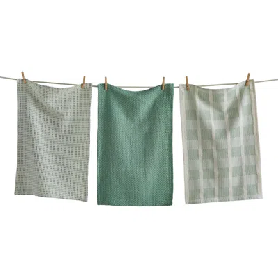 Tag Sonoma Dishtowel S/3 Sage Sage Cotton Everyday In Multi