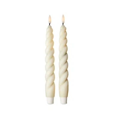 Tag Spiral Led Taper Candles Flameless Ivory Paraffin Wax Set In Neutral