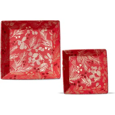 Tag Sprig Catch All Tray Red Multi Paper Serving Tray Holiday Decor