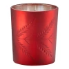 Tag Sprig Etched Tealight Holder Red Glass Candle Holder Christmas In Red