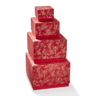 Tag Sprig Keepsake Decorative Gift Box For Christmas Red Multi