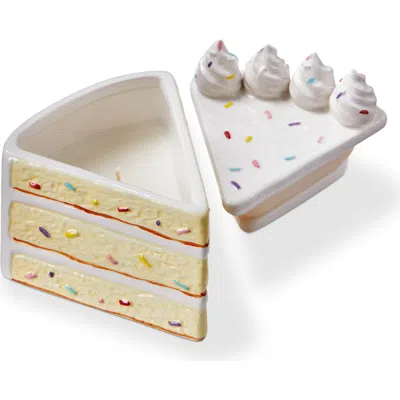 Tag Sprinkle Cake Slice Candle White Multi Earthenware Everyday