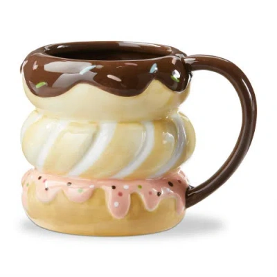 Tag Stacked Donut Earthenware Mug Multi 16 oz 3.8x3.8x3.9 In Brown