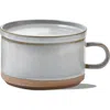 Tag Stacking Soup Mug With Lid Ceramic White Dishwasher Safe In Gray