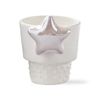 Tag Star Planter Mini Garden Pot White Multi Earthenware 2.53x2.3x3
