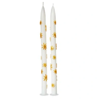 Tag Starlight Gold Taper Candles Set Of 2 Christmas Decor In White