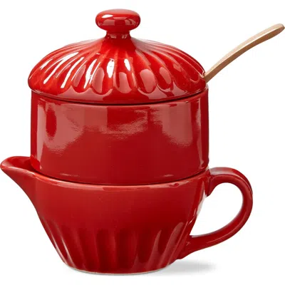 Tag Stinson Red Cream And Sugar Set Ceramic Dishwasher Safe