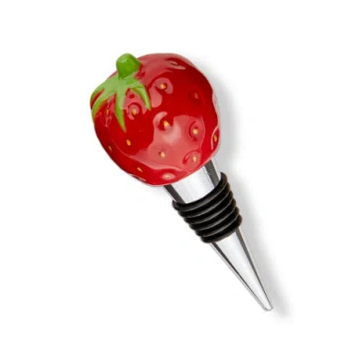 Tag Strawberry Bottle Stopper Red Multi Earthenware Summer