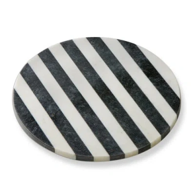 Tag Striped Round Marble Board Black Multi Marble Everyday