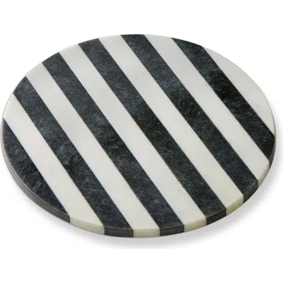 Tag Striped Round Marble Board Black Multi Marble Everyday