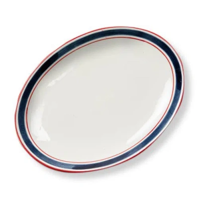 Tag Summer Stripe Serving Platter Dishwasher Safe Perfect For Entertaining In White