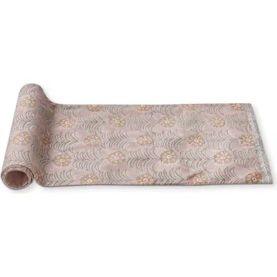 Tag Sunflower Block Print Abstract Cotton Table Runner Decor In Pink