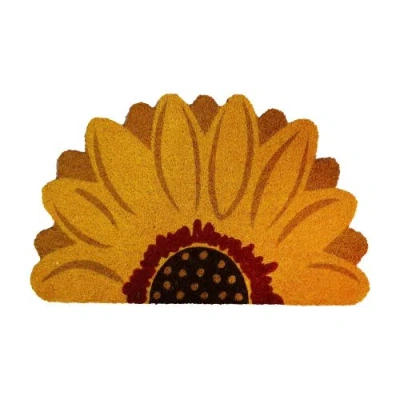 Tag Sunflower Flower Shaped Natural Coir Welcome Doormat In Orange