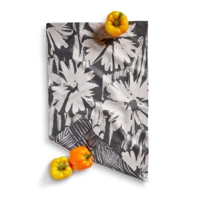 Tag Super Absorbent Kitchen Towel Abstract Floral Black Multi Dishtowel 18 X 30