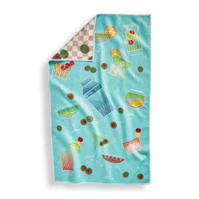 Tag Super Absorbent Kitchen Towel Cocktail Night Dishtowel Multi 80% Recycled Polyester 18x30 In Blue